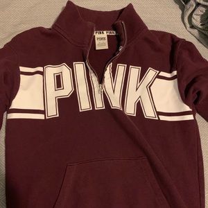 PINK quarter zip color maroon
